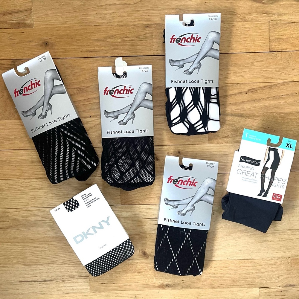 Frenchic• DKNY • No Nonsense • Black Fishnets & Tights - XL